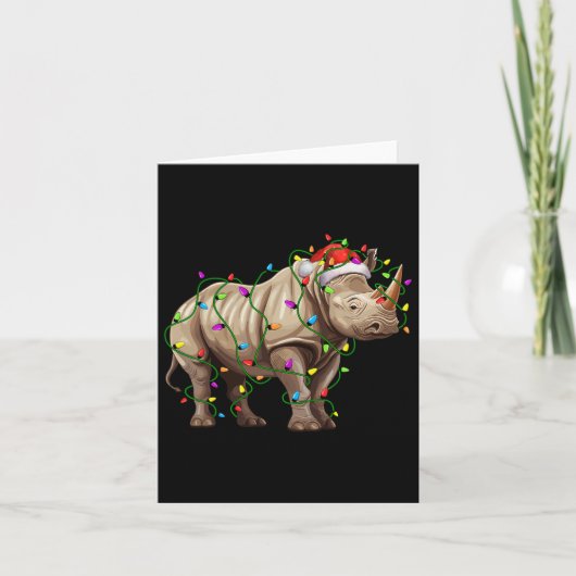 サンタクロースのサイのクリスマスツリー点灯 クリスマスのユーモア カード (正面)
