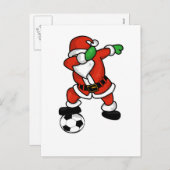 サンタクロースのサッカーのダブダンス醜いクリスマスTシャツ シーズンポストカード (正面/裏面)