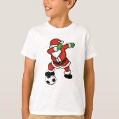 サンタクロースのサッカーの軽打のダンスの醜いクリスマスT-shir Tシャツ (正面)