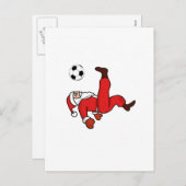 サンタクロースのサッカープレーヤー シーズンポストカード (正面/裏面)