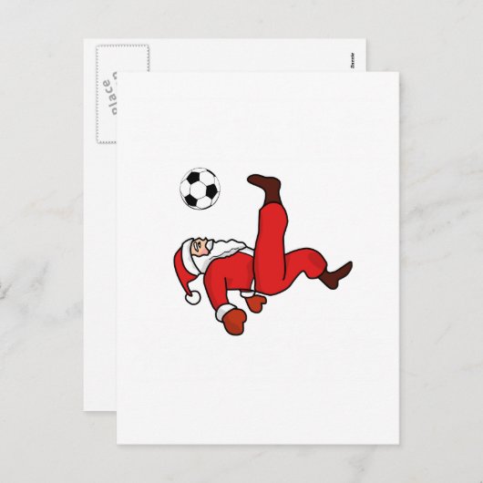 サンタクロースのサッカープレーヤー シーズンポストカード (正面/裏面)