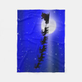 サンタクロースのシルエット – サンタのそり乗り フリースブランケット (正面)