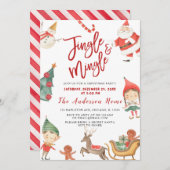 サンタクロースのジングル＆ミンゲル クリスマスパーティー招待状 招待状 (正面/裏面)