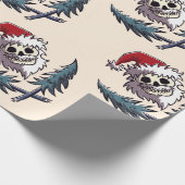 サンタクロースのスカルにひげを生やした帽子 ラッピングペーパー (角)