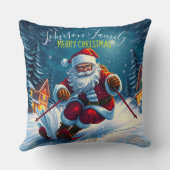 サンタクロースのスキークリスマス冬 クッション (裏面)