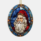 サンタクロースのステンドグラススタイル セラミックオーナメント (右)