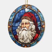 サンタクロースのステンドグラススタイル セラミックオーナメント (左)