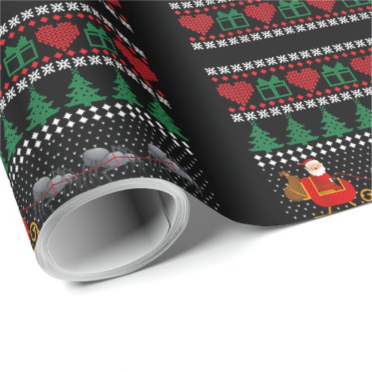 サンタクロースのスパイダートナカイおもしろいの醜いクリスマスP ラッピングペーパー (ロールコーナー)
