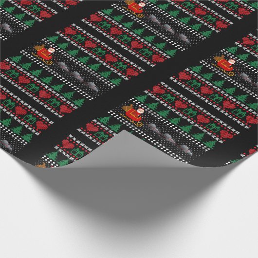 サンタクロースのスパイダートナカイおもしろいの醜いクリスマスP ラッピングペーパー (角)