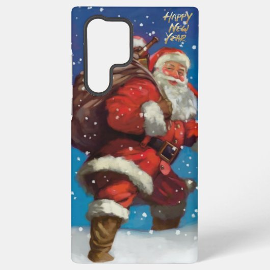 サンタクロースのスマホケース 幸せな新年 SAMSUNG GALAXYケース (裏面)