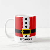 サンタクロースのスーツとベルトバックルかわいいクリスマス コーヒーマグカップ (左)