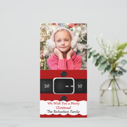 サンタクロースのスーツのクリスマスフォトカード シーズンカード (スタンド正面)