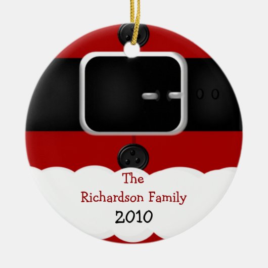 サンタクロースのスーツのパーソナライズなクリスマスのオーナメント セラミックオーナメント (正面)