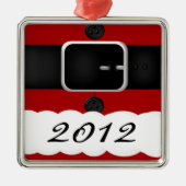 サンタクロースのスーツのパーソナライズなクリスマス メタルオーナメント (正面)