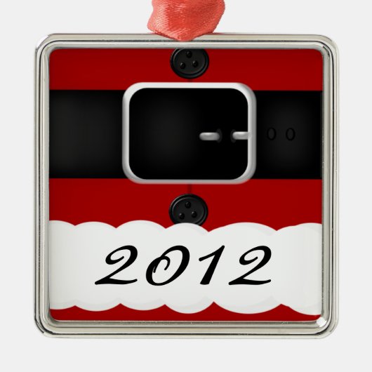 サンタクロースのスーツのパーソナライズなクリスマス メタルオーナメント (正面)