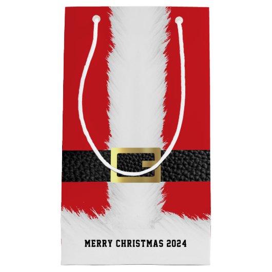 サンタクロースのスーツジャケットメリークリスマス スモールペーパーバッグ (正面)