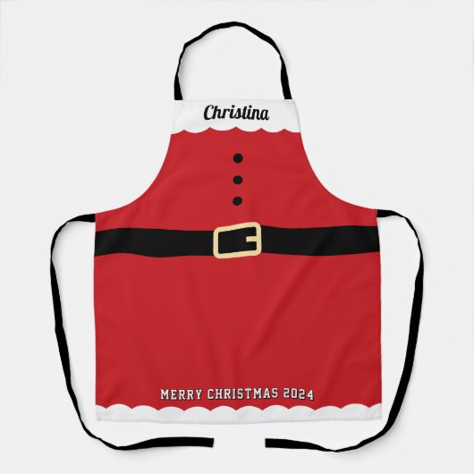 サンタクロースのスーツ名メリークリスマス エプロン (正面)