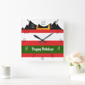 サンタクロースのズボンとヒゲのメリークリスマス スクエア壁時計 (ホーム)