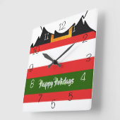 サンタクロースのズボンとヒゲのメリークリスマス スクエア壁時計 (傾斜)