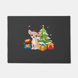 サンタクロースのチワワの犬のクリスマスツリーのギフトXmas ドアマット