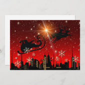 サンタクロースのトナカイおよびそりの飛行 シーズンカード (正面/裏面)