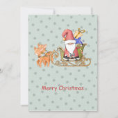 サンタクロースのトナカイそりカスタムクリスマスカード (正面)