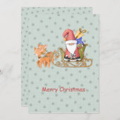 サンタクロースのトナカイそりカスタムクリスマスカード (正面/裏面)