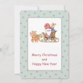 サンタクロースのトナカイそりカスタムクリスマスカード (正面)