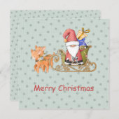 サンタクロースのトナカイそりカスタムクリスマスカード (正面/裏面)