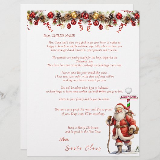 サンタクロースのトナカイ北極への手紙 (正面/裏面)