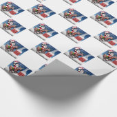 サンタクロースのトナカイ煙突クリスマスイブホリデー ラッピングペーパー (角)