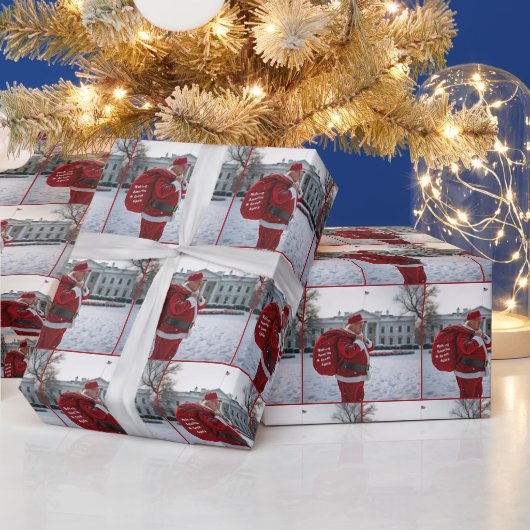 サンタクロースのトランプ氏がホワイトハウスの前で ラッピングペーパー (クリスマス)