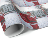 サンタクロースのトランプ氏がホワイトハウスの前で ラッピングペーパー (ロールコーナー)