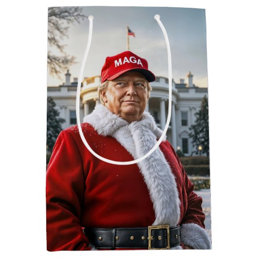 サンタクロースのトランプ ミディアムペーパーバッグ (正面)