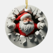 サンタクロースのドラマチックなウォールブレイククリスマス セラミックオーナメント (正面)