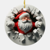 サンタクロースのドラマチックなウォールブレイククリスマス セラミックオーナメント (裏面)