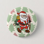サンタクロースのハイカー 缶バッジ (正面)