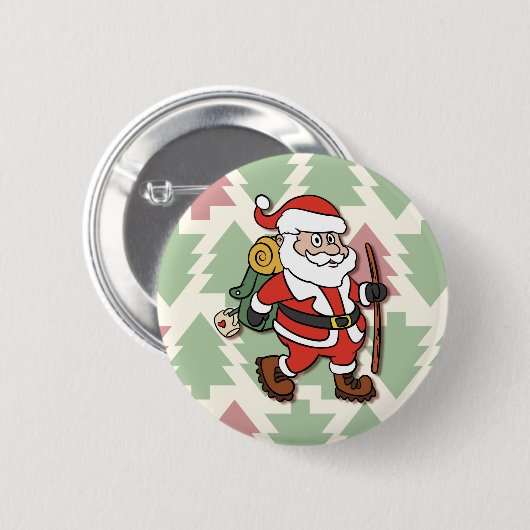 サンタクロースのハイカー 缶バッジ (正面&裏面)