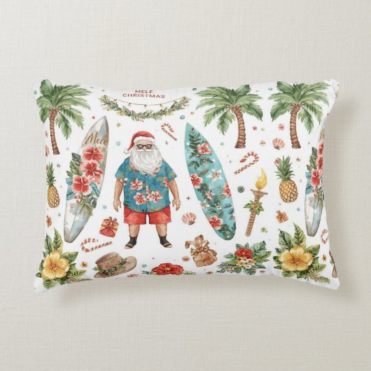 サンタクロースのハワイクリスマス アクセントクッション (正面)