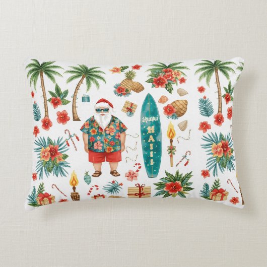 サンタクロースのハワイクリスマス アクセントクッション (正面)
