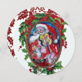 サンタクロースのバイオリン奏者 ホリーベリー クラウン クリスマス (正面/裏面)