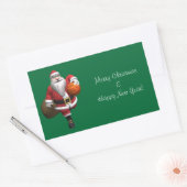 サンタクロースのバスケットボール選手 長方形シール (封筒)