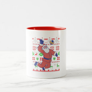 サンタクロースのバレーボール醜いクリスマス ツートーンマグカップ