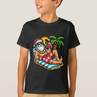 サンタクロースのビーチバカンス Tシャツ