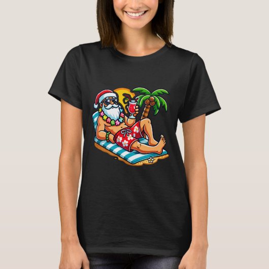 サンタクロースのビーチパーティー Tシャツ (正面)