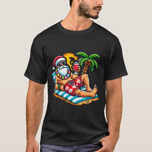サンタクロースのビーチパーティー Tシャツ (正面)