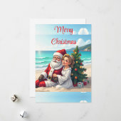 サンタクロースのビーチホリデー シーズンカード