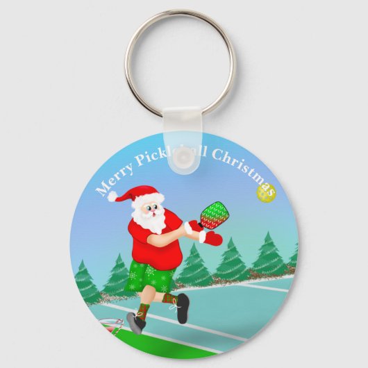 サンタクロースのピックルボール・クリスマス キーチェーン (正面)