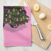 サンタクロースのピンクリボン キッチンタオル (四つ折り)