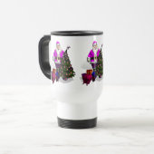 サンタクロースのピンクリボン トラベルマグ (正面左)